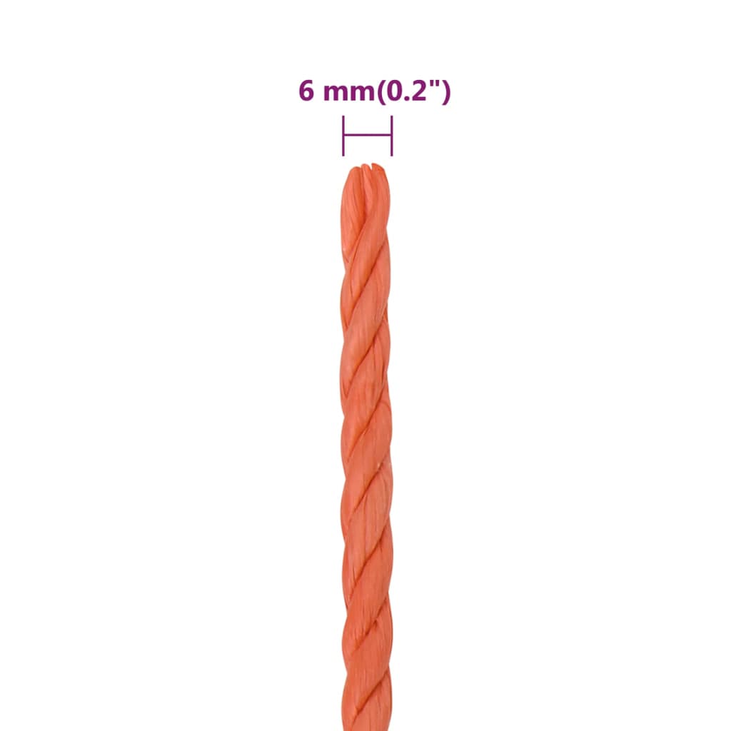 Corda da Lavoro Arancione 6 mm 250 m in Polipropilene - homemem39