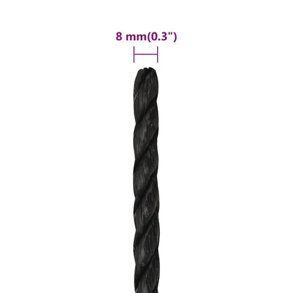Corda da Lavoro Nera 8 mm 50 m in Polipropilene - homemem39