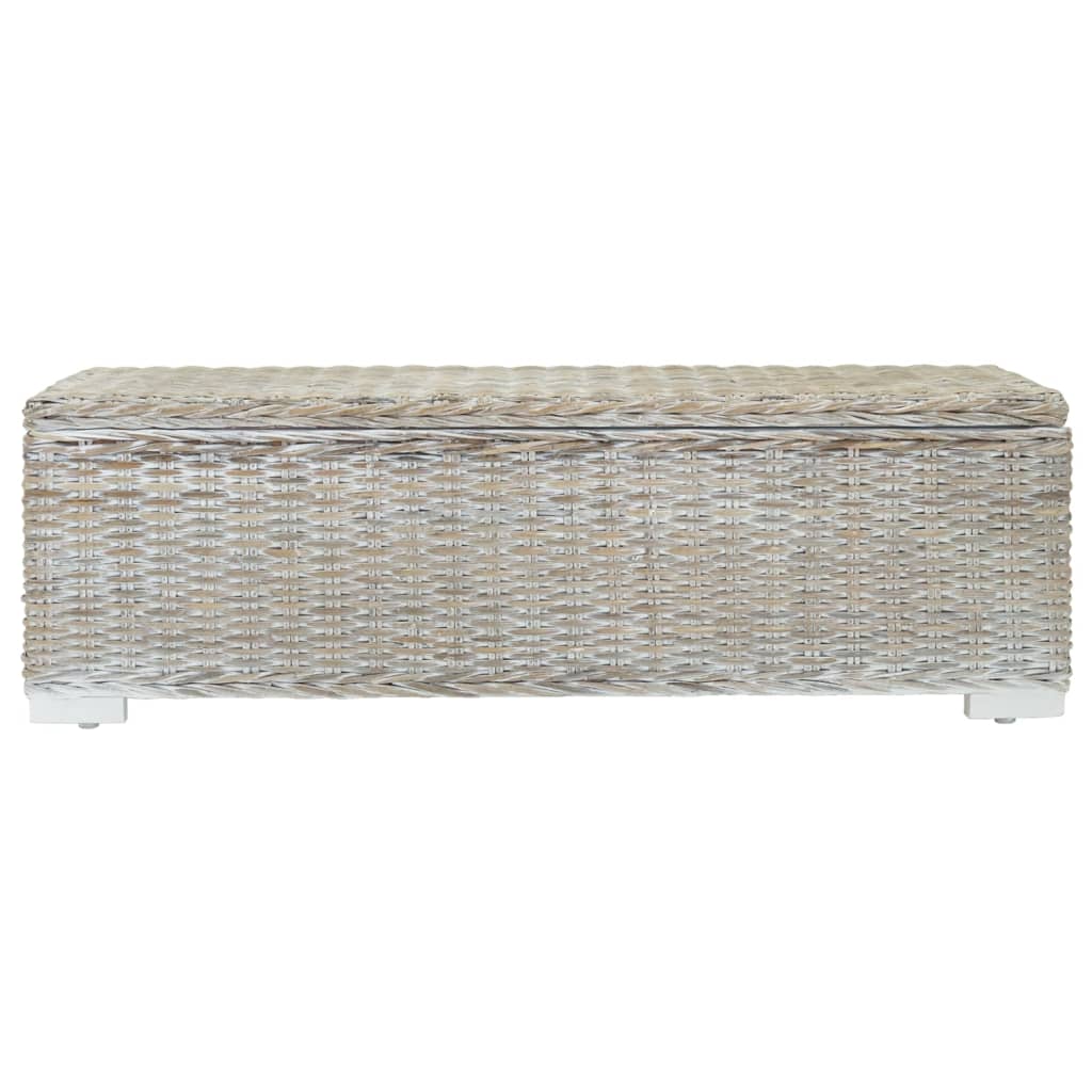 Portaoggetti Bianco 110cm Rattan Kubu Naturale e Massello Mogano