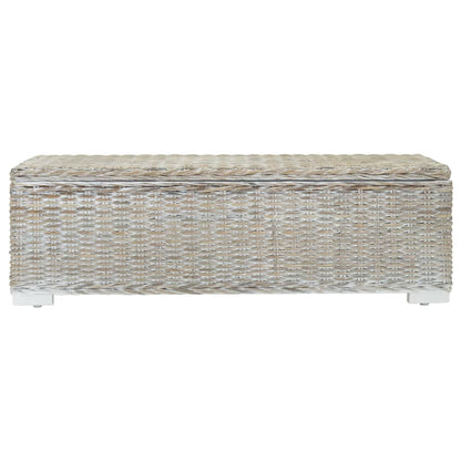 Portaoggetti Bianco 110cm Rattan Kubu Naturale e Massello Mogano