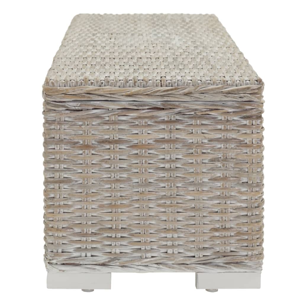 Portaoggetti Bianco 110cm Rattan Kubu Naturale e Massello Mogano