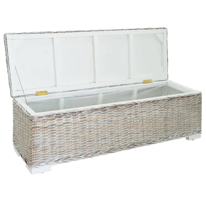 Portaoggetti Bianco 110cm Rattan Kubu Naturale e Massello Mogano | homemem39