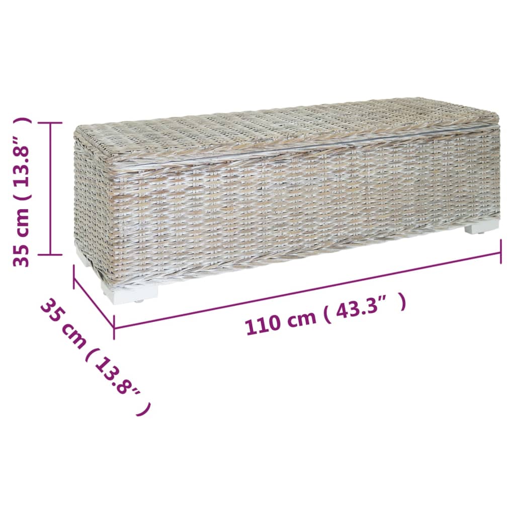 Portaoggetti Bianco 110cm Rattan Kubu Naturale e Massello Mogano