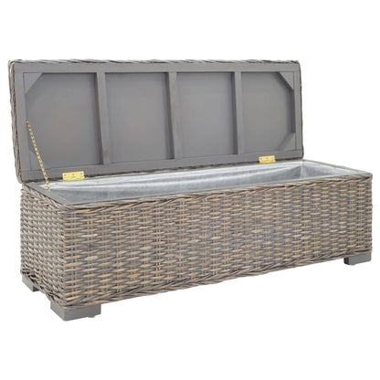 Portaoggetti Grigio 110cm Rattan Kubu Naturale e Massello Mogano | homemem39