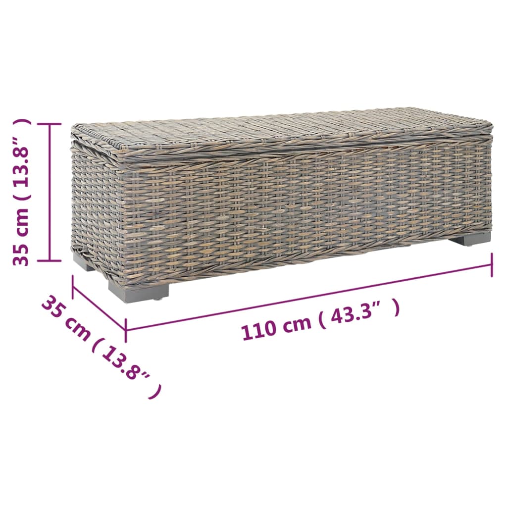 Portaoggetti Grigio 110cm Rattan Kubu Naturale e Massello Mogano | homemem39