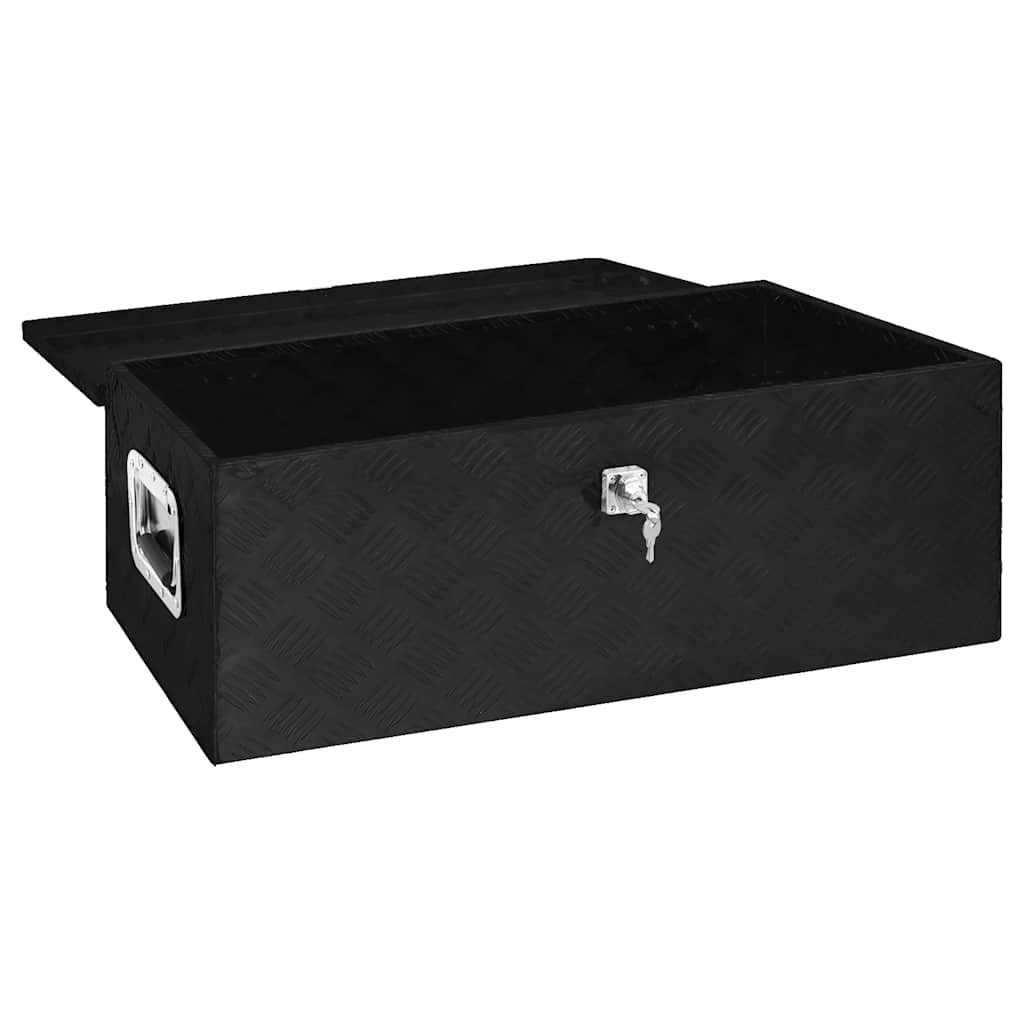 Contenitore Portaoggetti Nero 80x39x30 cm in Alluminio