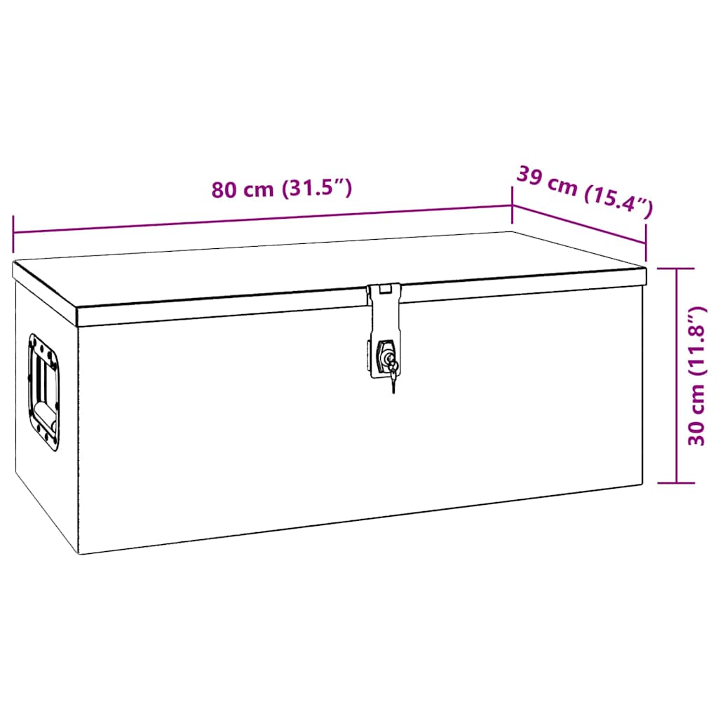 Contenitore Portaoggetti Nero 80x39x30 cm in Alluminio