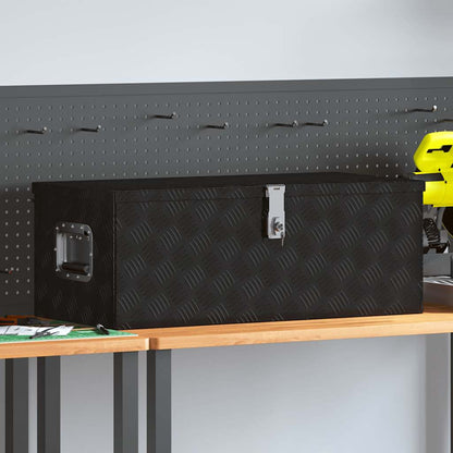 Contenitore Portaoggetti Nero 80x39x30 cm in Alluminio