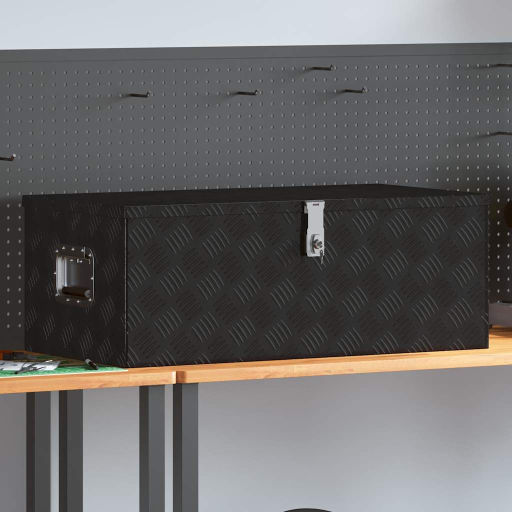 Contenitore Portaoggetti Nero 90x47x33,5 cm in Alluminio