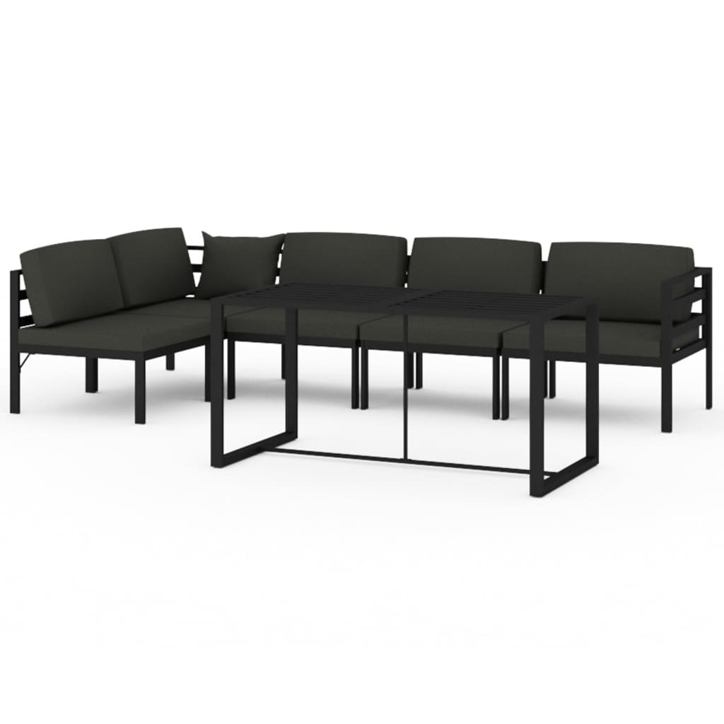 Set Divani da Giardino 6 pz con Cuscini in Alluminio Antracite