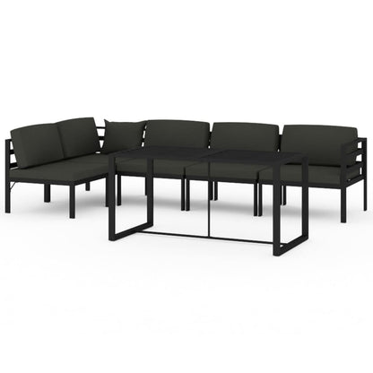 Set Divani da Giardino 6 pz con Cuscini in Alluminio Antracite
