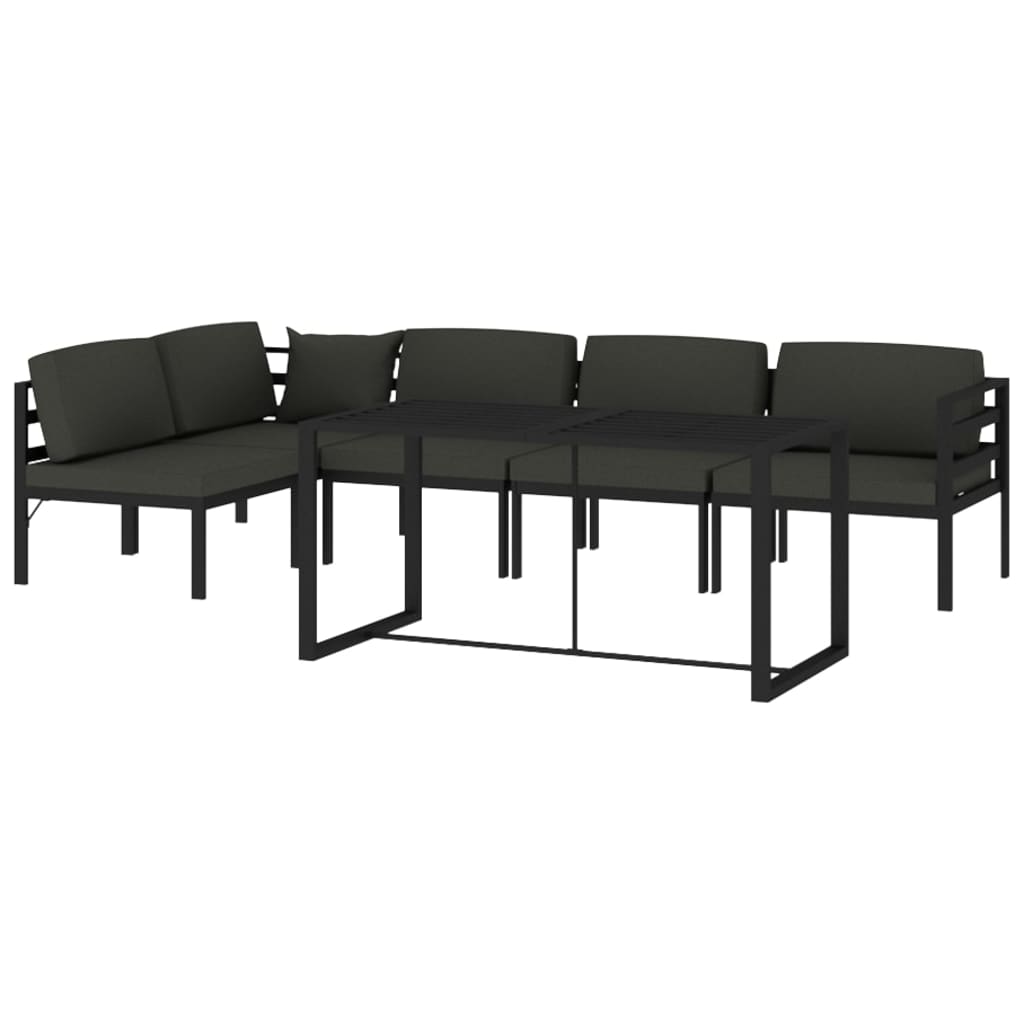 Set Divani da Giardino 6 pz con Cuscini in Alluminio Antracite | homemem39