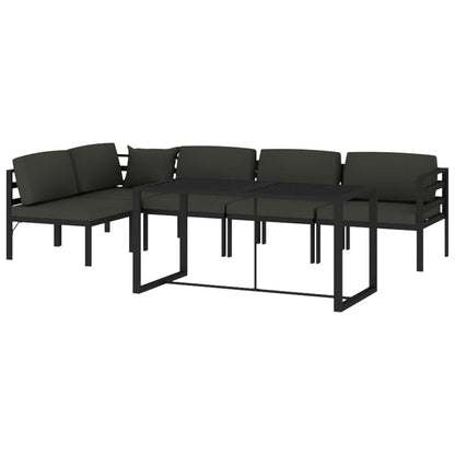 Set Divani da Giardino 6 pz con Cuscini in Alluminio Antracite | homemem39