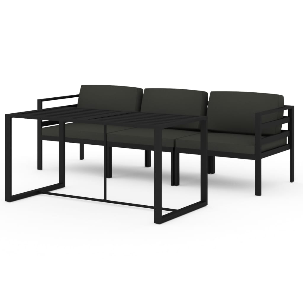 Set Divani da Giardino 4 pz con Cuscini in Alluminio Antracite | homemem39