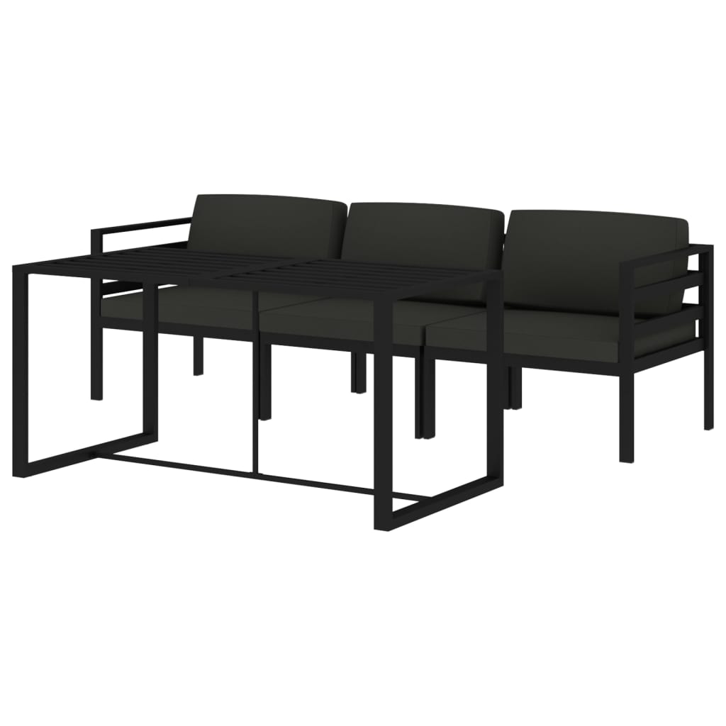 Set Divani da Giardino 4 pz con Cuscini in Alluminio Antracite | homemem39