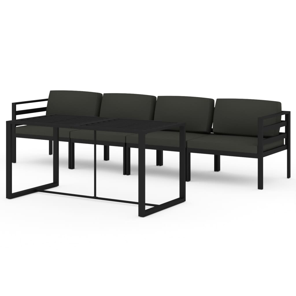 Set Divani da Giardino 5 pz con Cuscini in Alluminio Antracite - homemem39