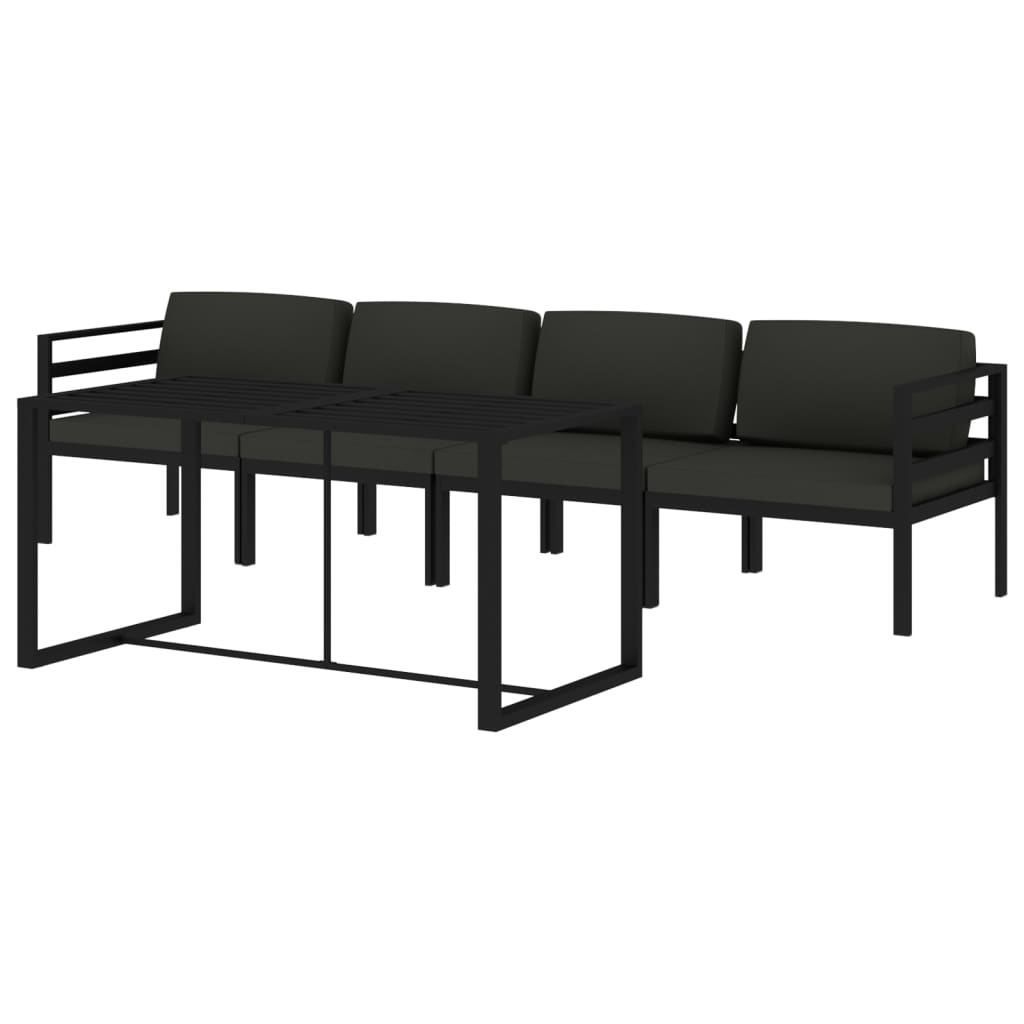Set Divani da Giardino 5 pz con Cuscini in Alluminio Antracite | homemem39