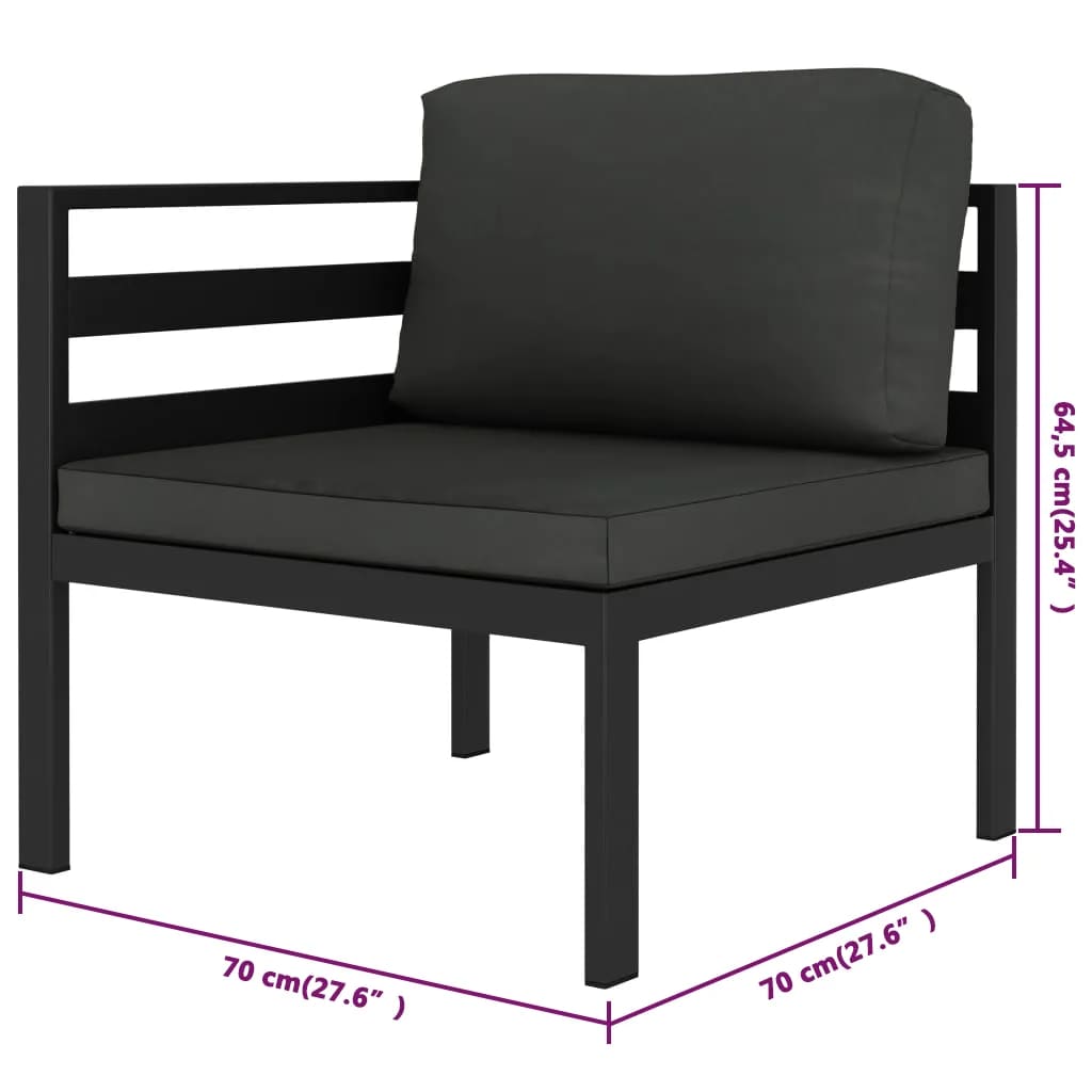 Set Divani da Giardino 5 pz con Cuscini in Alluminio Antracite | homemem39