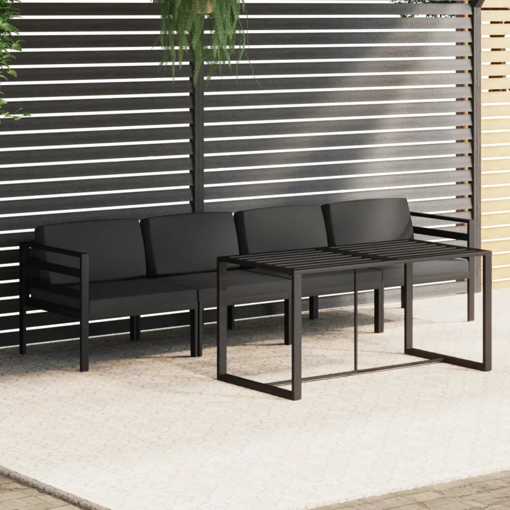 Set Divani da Giardino 5 pz con Cuscini in Alluminio Antracite | homemem39