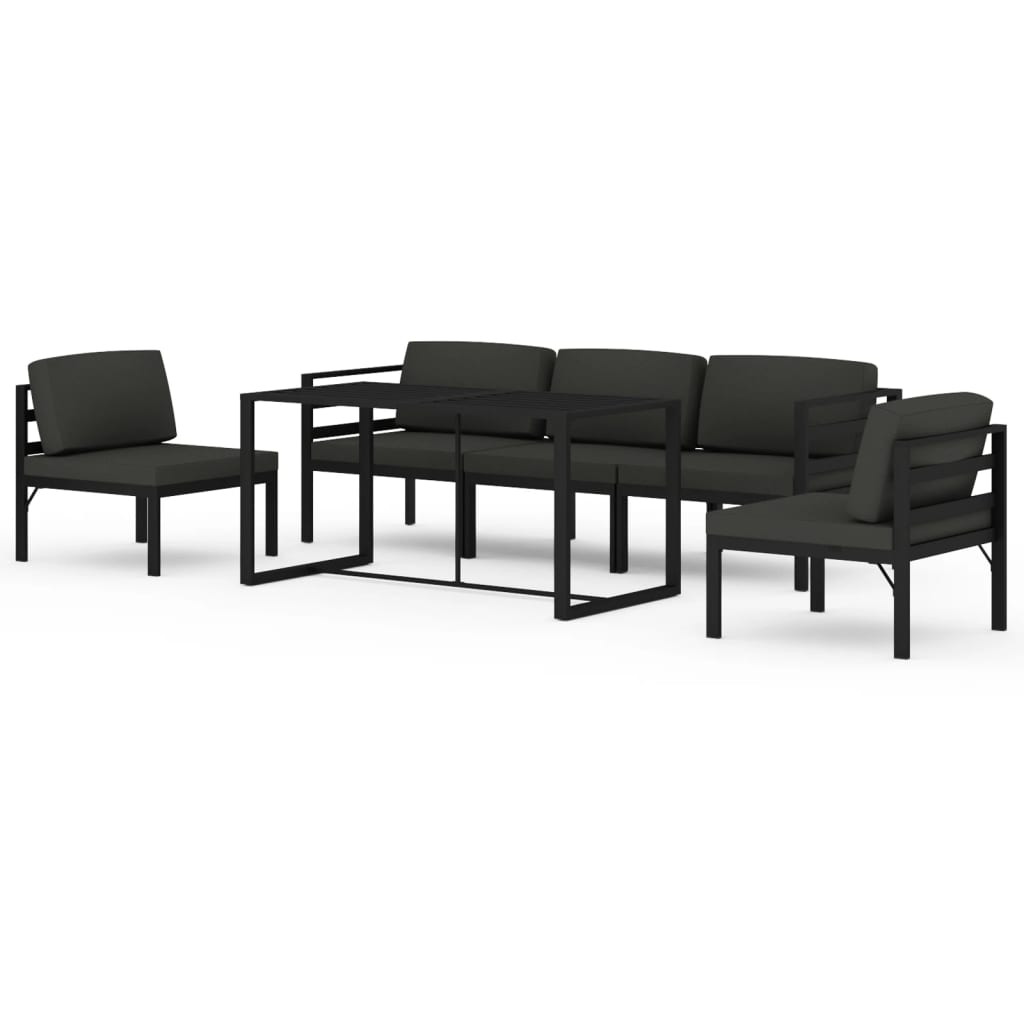 Set Divani da Giardino 6 pz con Cuscini in Alluminio Antracite | homemem39
