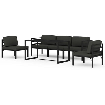 Set Divani da Giardino 6 pz con Cuscini in Alluminio Antracite | homemem39