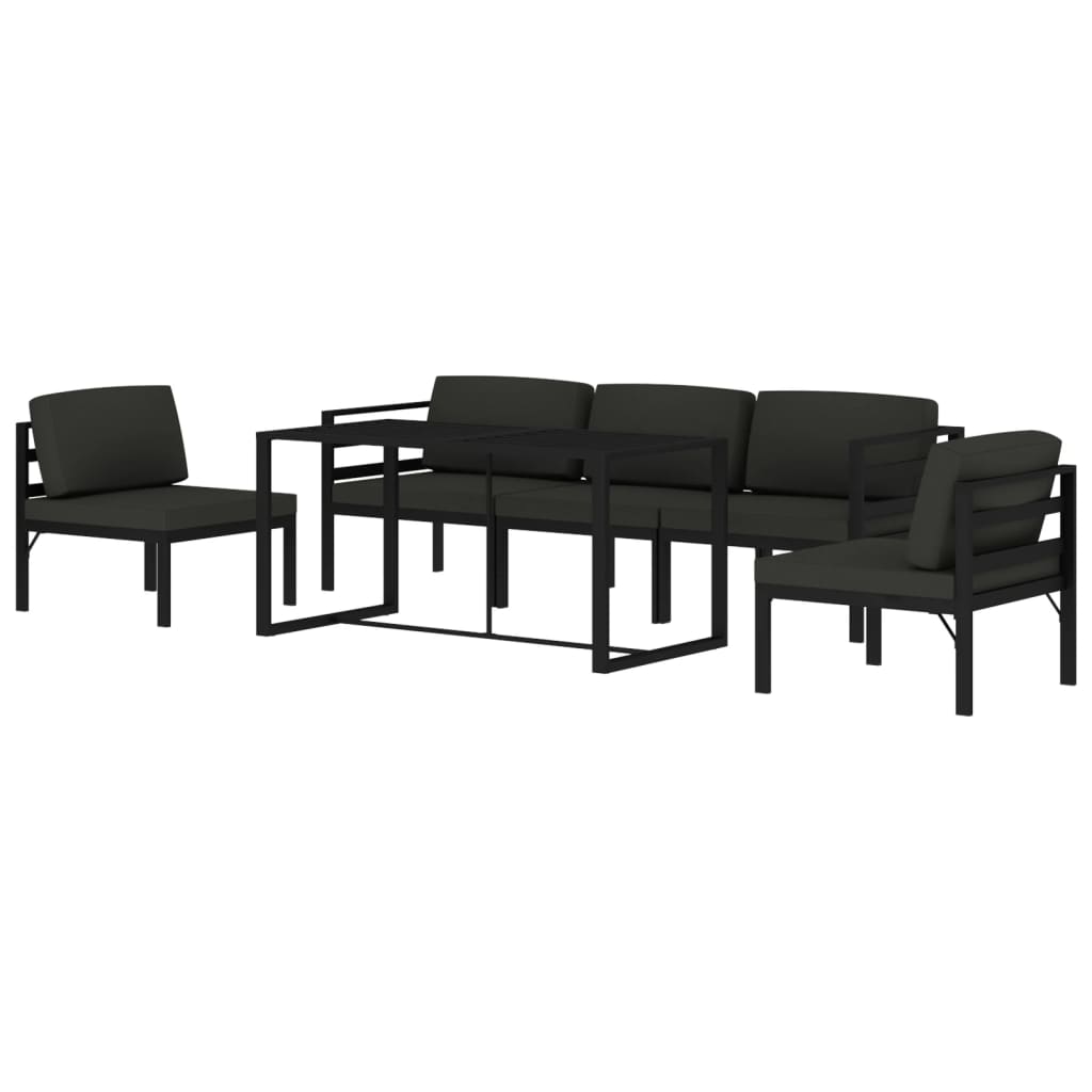 Set Divani da Giardino 6 pz con Cuscini in Alluminio Antracite | homemem39