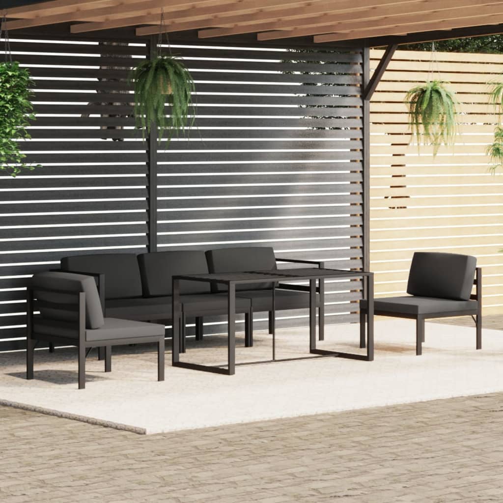 Set Divani da Giardino 6 pz con Cuscini in Alluminio Antracite | homemem39