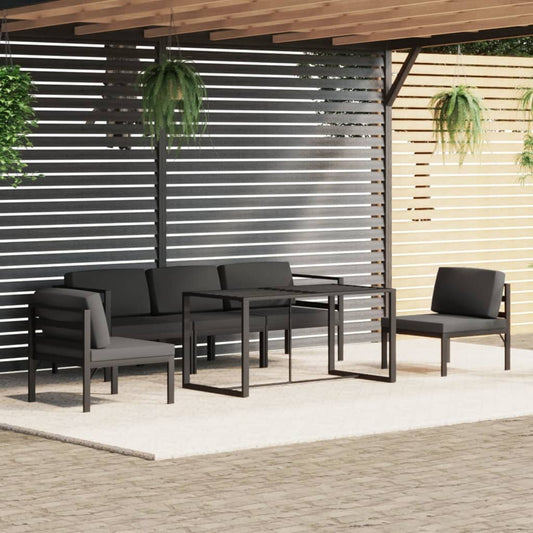 Set Divani da Giardino 6 pz con Cuscini in Alluminio Antracite - homemem39