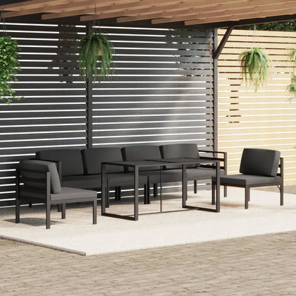 Set Divani da Giardino 7 pz con Cuscini in Alluminio Antracite - homemem39