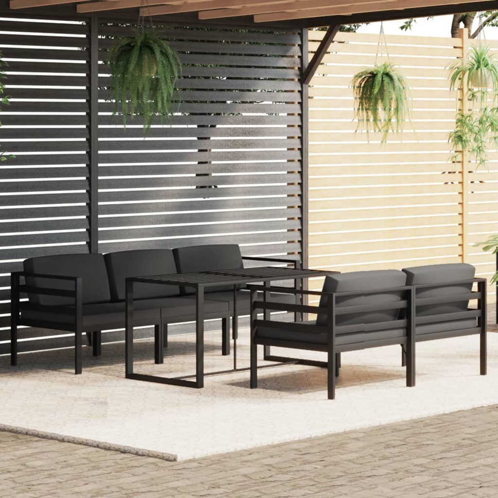 Set Divani da Giardino 6 pz con Cuscini in Alluminio Antracite - homemem39