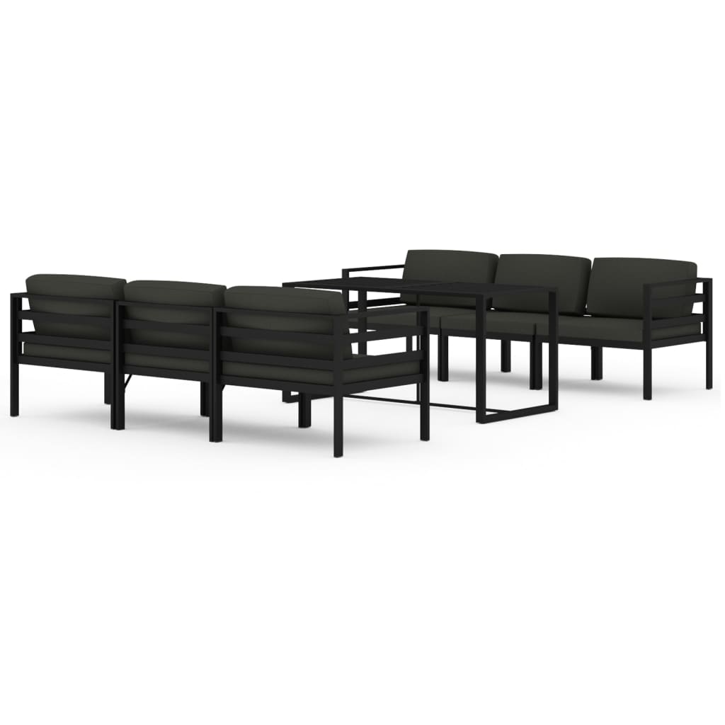 Set Divani da Giardino 7 pz con Cuscini in Alluminio Antracite | homemem39