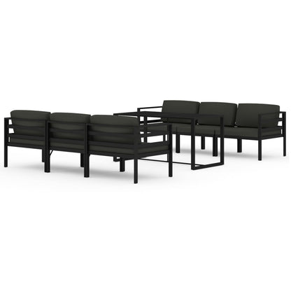 Set Divani da Giardino 7 pz con Cuscini in Alluminio Antracite | homemem39