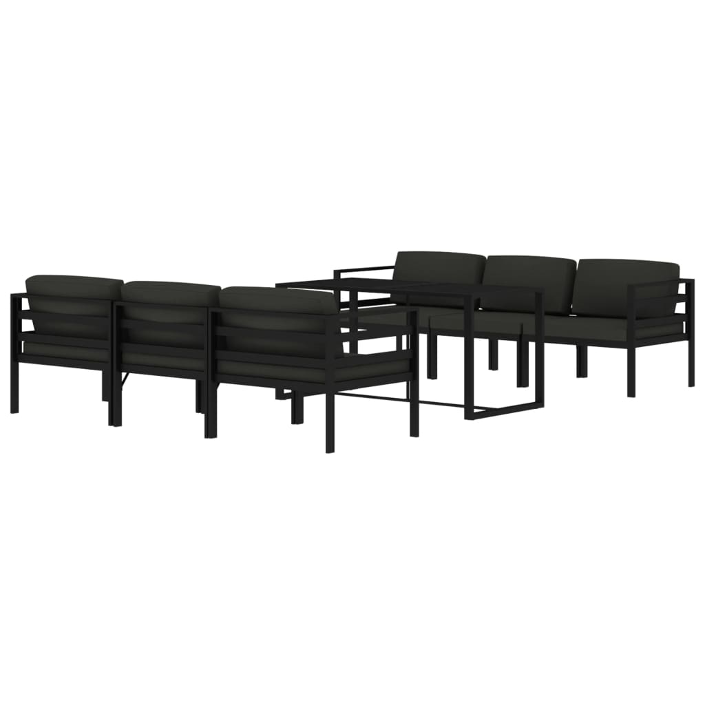 Set Divani da Giardino 7 pz con Cuscini in Alluminio Antracite | homemem39