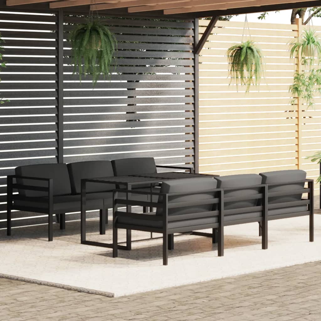 Set Divani da Giardino 7 pz con Cuscini in Alluminio Antracite | homemem39