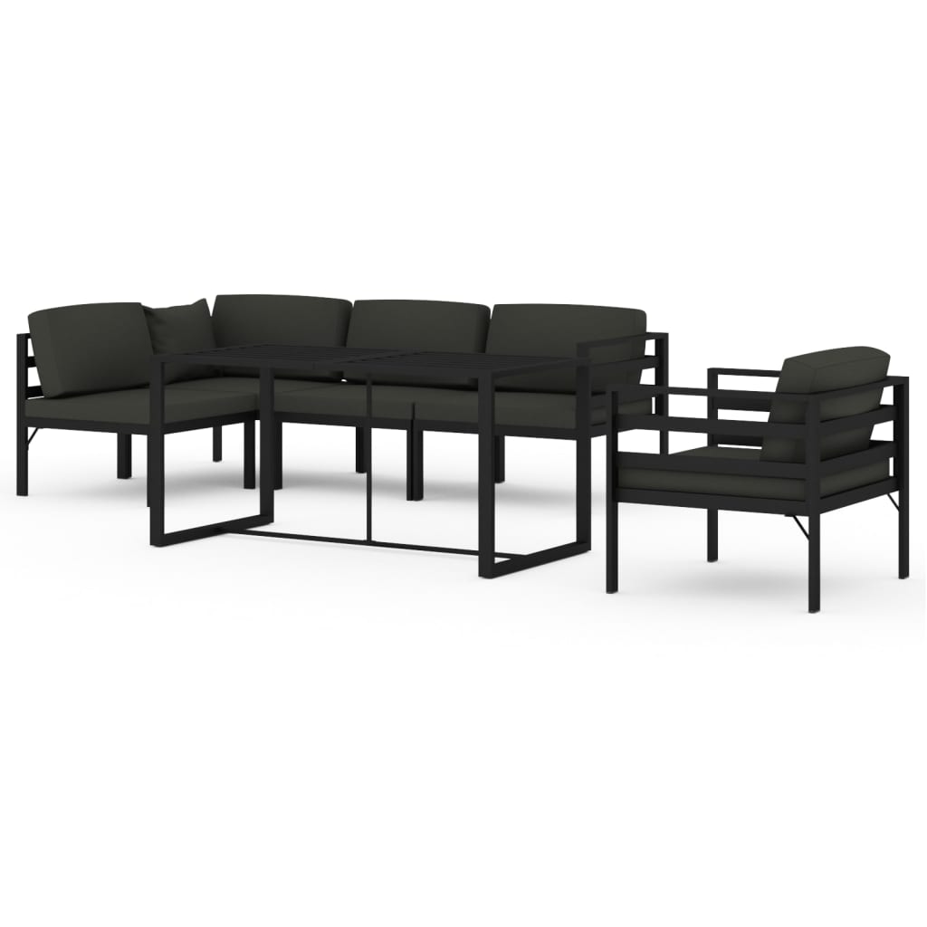 Set Divani da Giardino 6 pz con Cuscini in Alluminio Antracite | homemem39