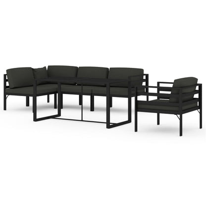 Set Divani da Giardino 6 pz con Cuscini in Alluminio Antracite | homemem39