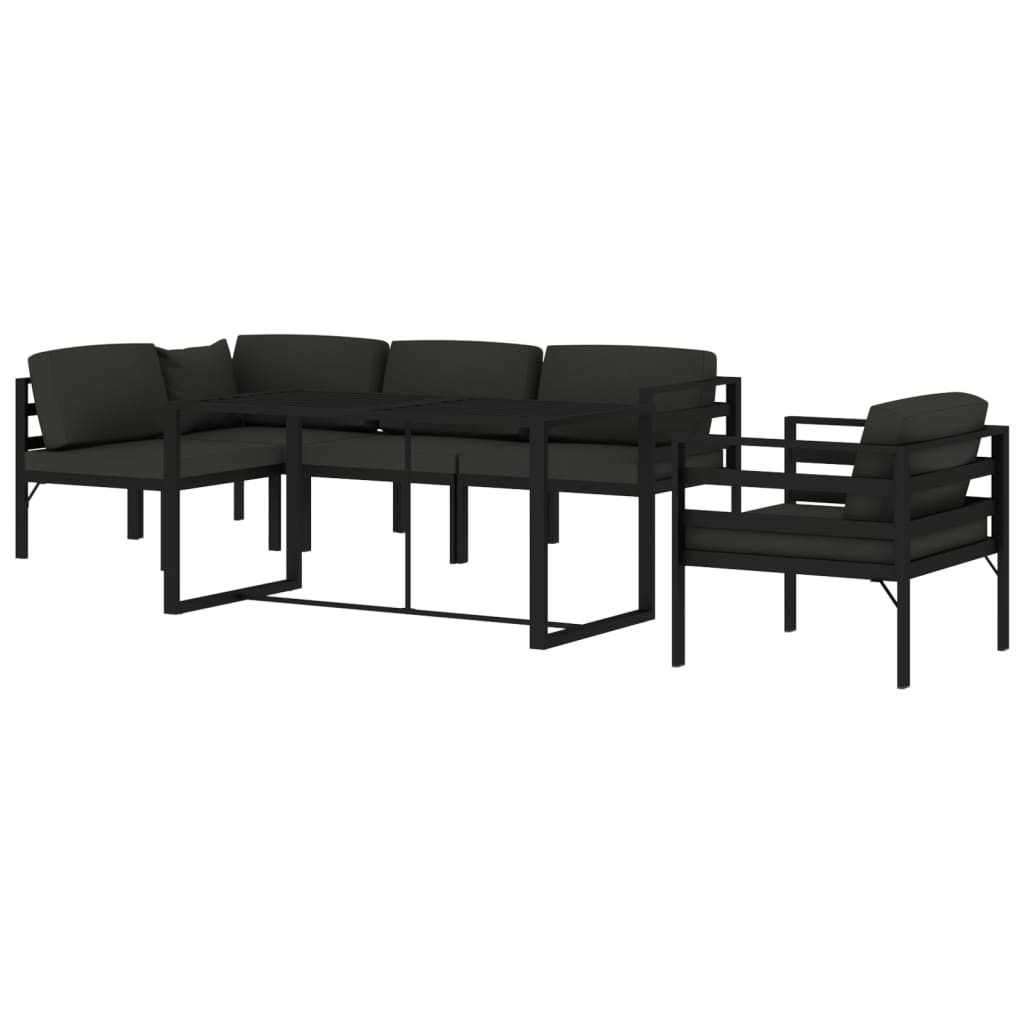 Set Divani da Giardino 6 pz con Cuscini in Alluminio Antracite | homemem39