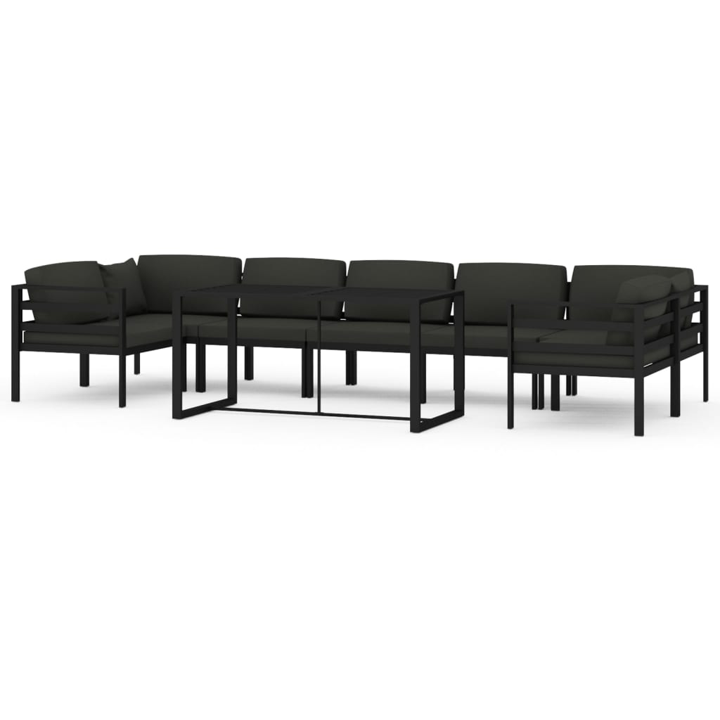Set Divani da Giardino 8 pz con Cuscini in Alluminio Antracite | homemem39