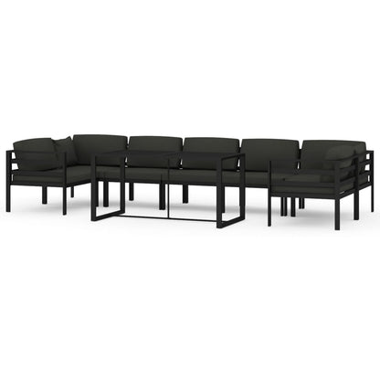 Set Divani da Giardino 8 pz con Cuscini in Alluminio Antracite | homemem39