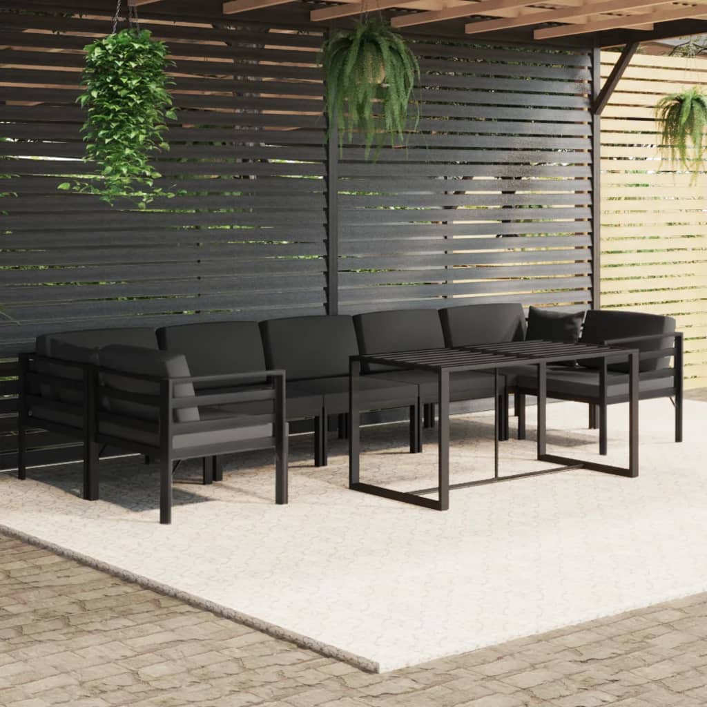 Set Divani da Giardino 8 pz con Cuscini in Alluminio Antracite | homemem39