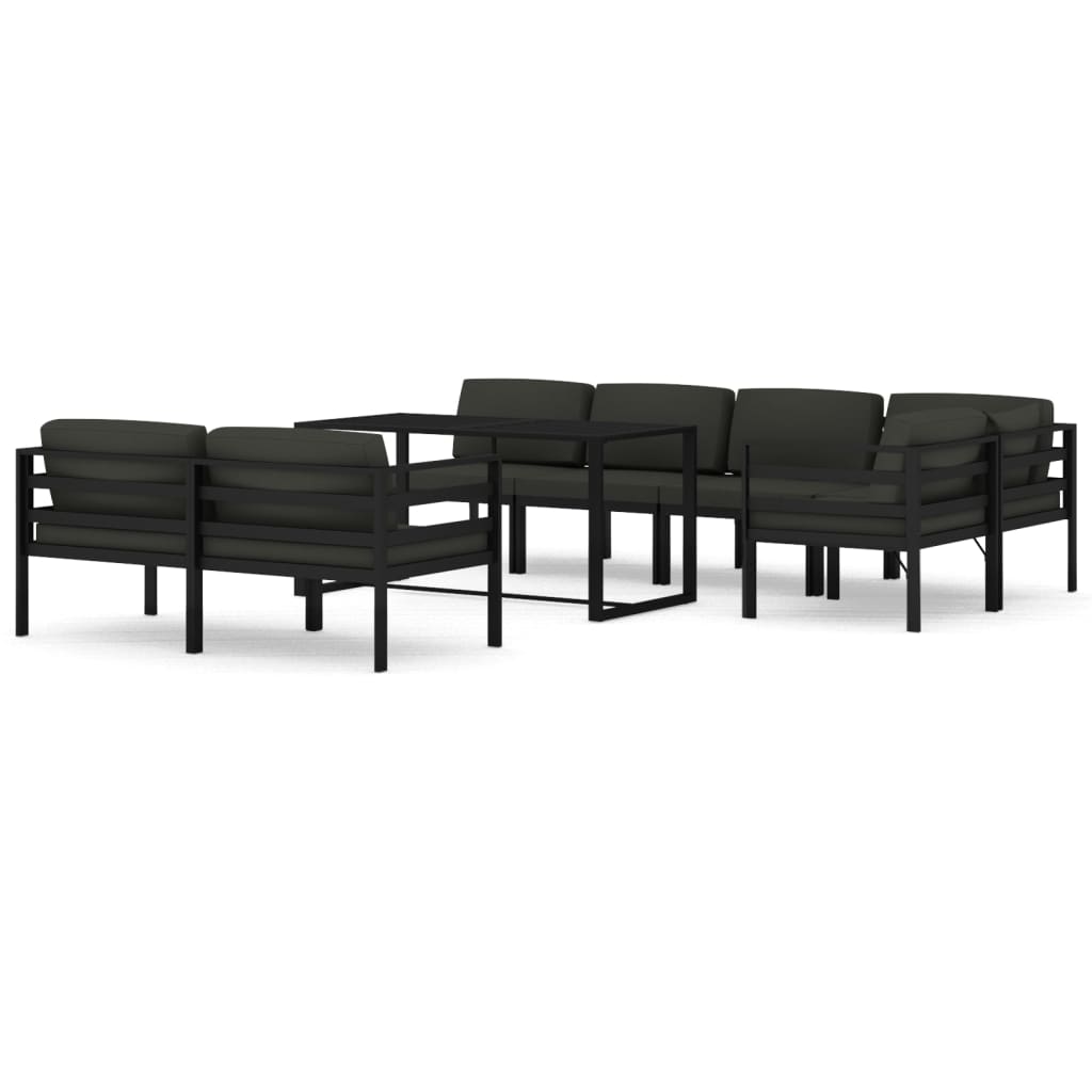 Set Divani da Giardino 8 pz con Cuscini in Alluminio Antracite | homemem39