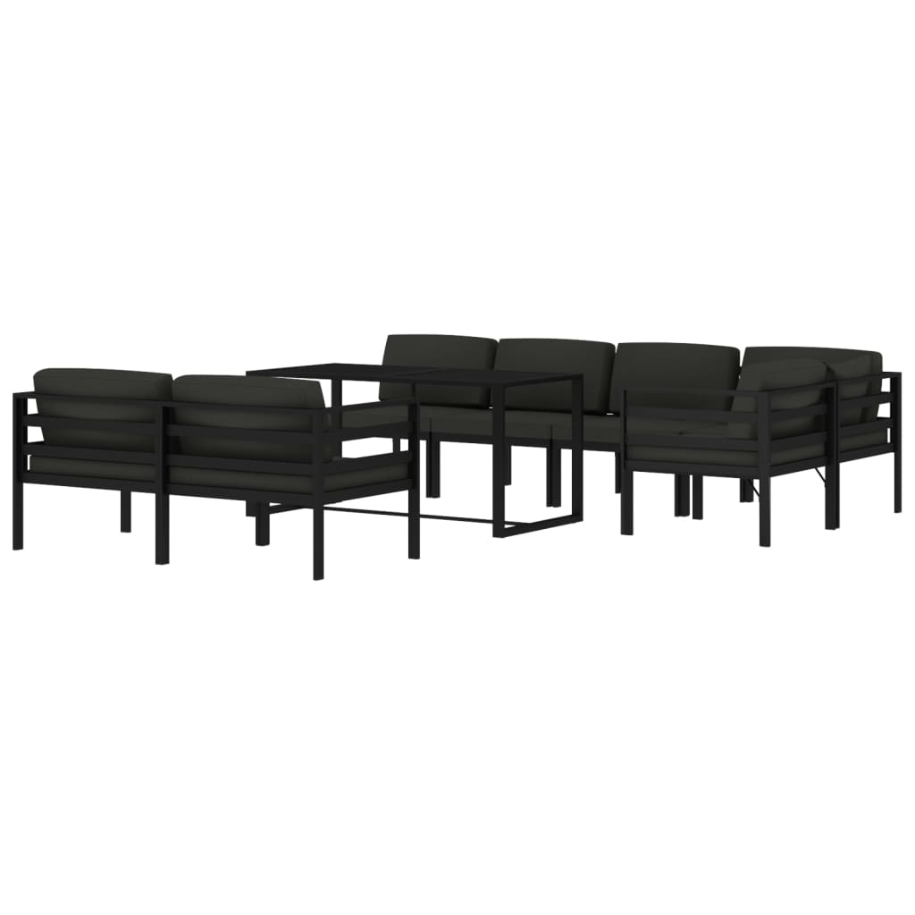 Set Divani da Giardino 8 pz con Cuscini in Alluminio Antracite | homemem39