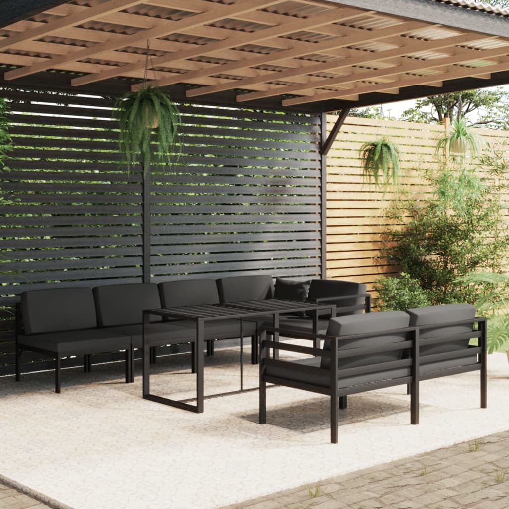 Set Divani da Giardino 8 pz con Cuscini in Alluminio Antracite | homemem39