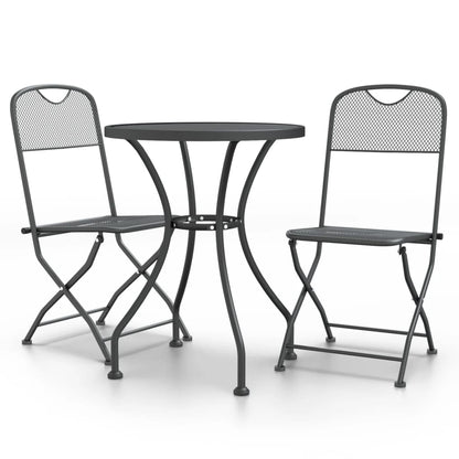 Set da Pranzo per Giardino 3pz Rete Metallica Espansa Antracite | homemem39