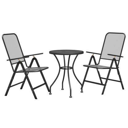 Set da Pranzo per Giardino 3pz Rete Metallica Espansa Antracite | homemem39