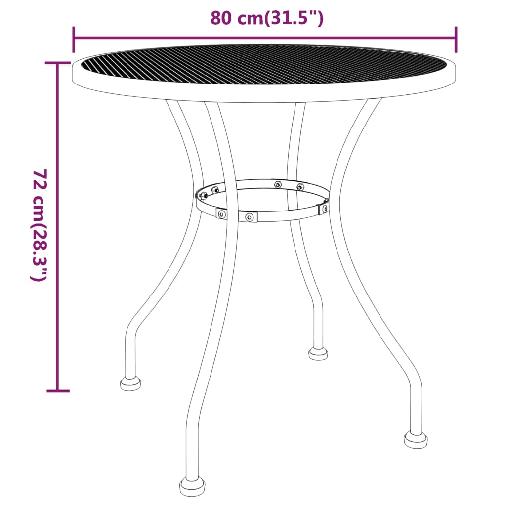 Set da Pranzo per Giardino 3pz Rete Metallica Espansa Antracite | homemem39