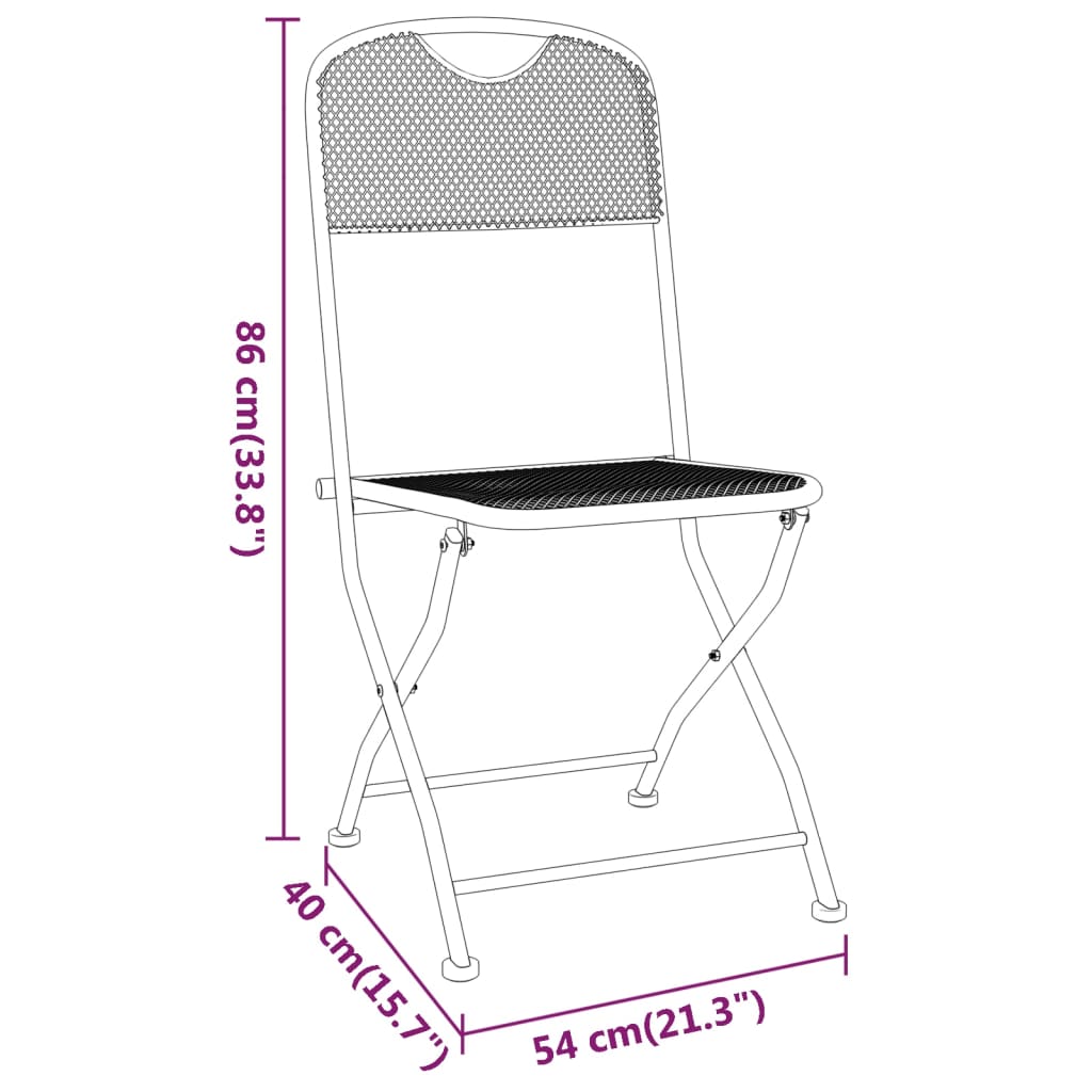 Set da Pranzo per Giardino 5pz Rete Metallica Espansa Antracite | homemem39