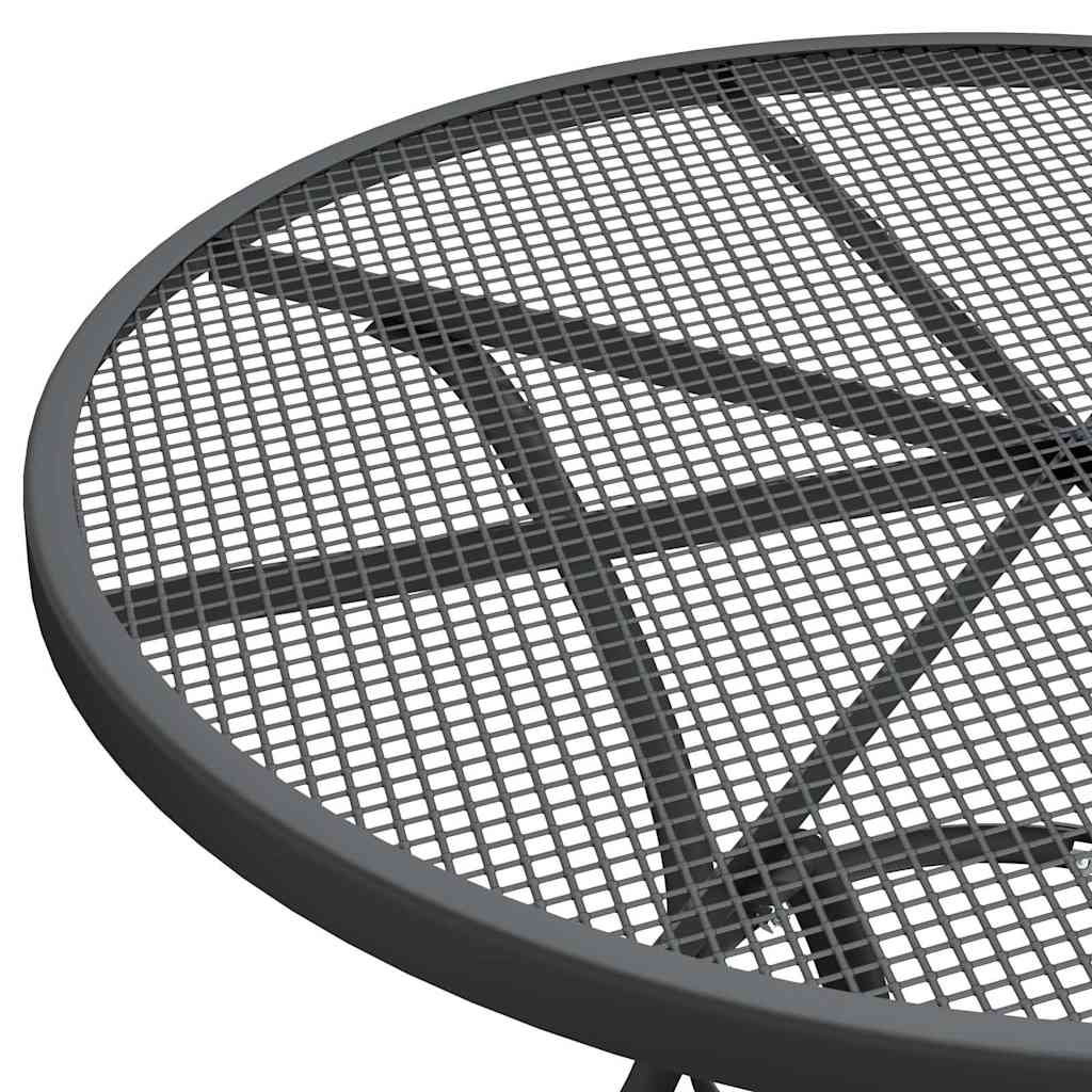 Set da Pranzo per Giardino 3pz Rete Metallica Espansa Antracite