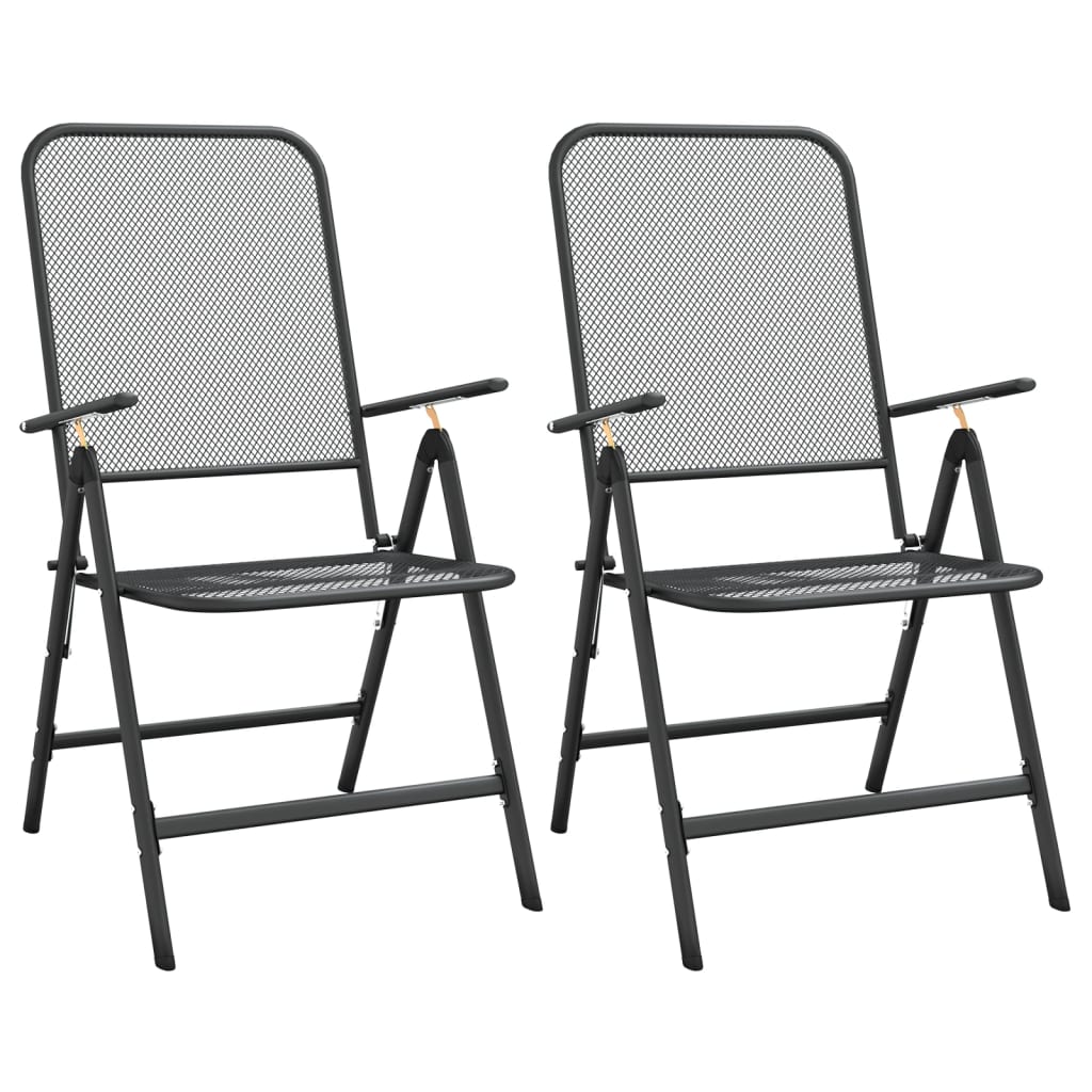 Set da Pranzo per Giardino 3pz Rete Metallica Espansa Antracite