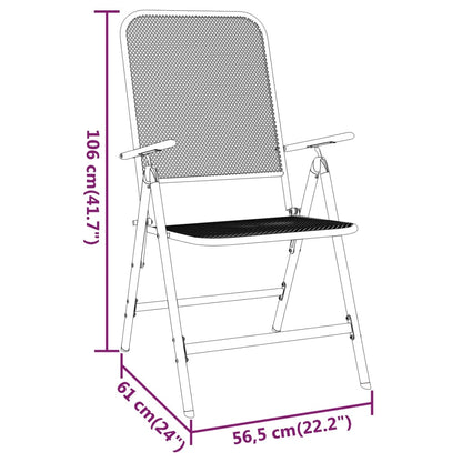 Set da Pranzo per Giardino 3pz Rete Metallica Espansa Antracite